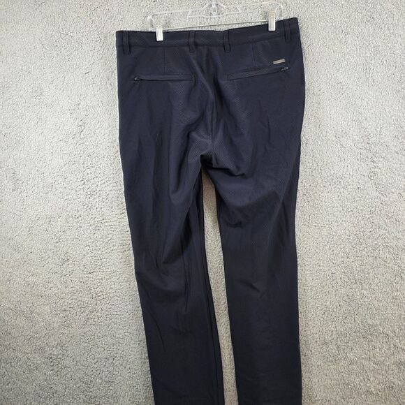 TWILLORY Men's Performance Blue Technical Fabric Tailored Fit Texture Size 36x34 - Picture 10 of 16